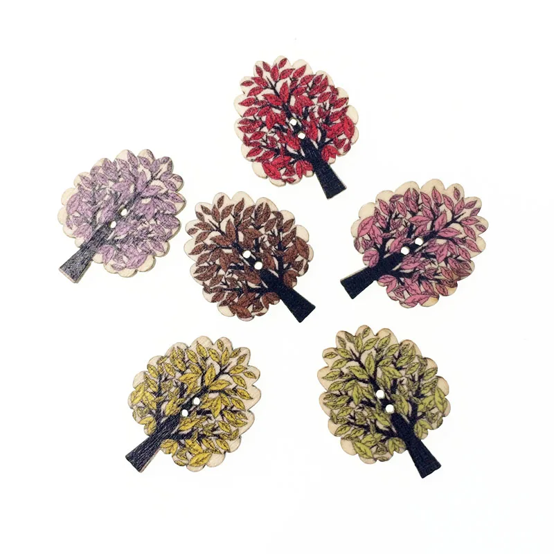 

50Pcs Vintage Fashion Bulk Mixed Tree Wood Button Sewing Accessories Decorative Buttons Handmade Scrapbooking Craft DIY 25*32mm