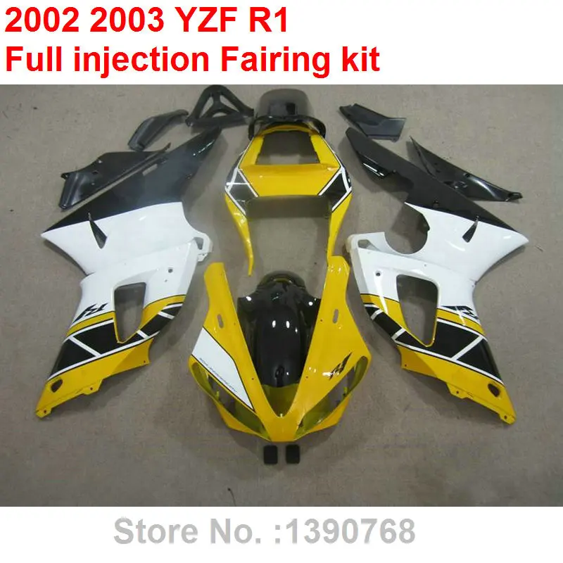 

Injection molding fairings for YAMAHA R1 02 03 yellow white black bodywork parts fairing kit YZF R1 2002 2003 XF43