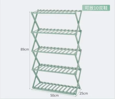 Multi-layer Shoe Rack Shoe Shelf Household Rack Storage Rack Folding Storage Shoe Rack Bamboo - Цвет: 5 Layer L50cm