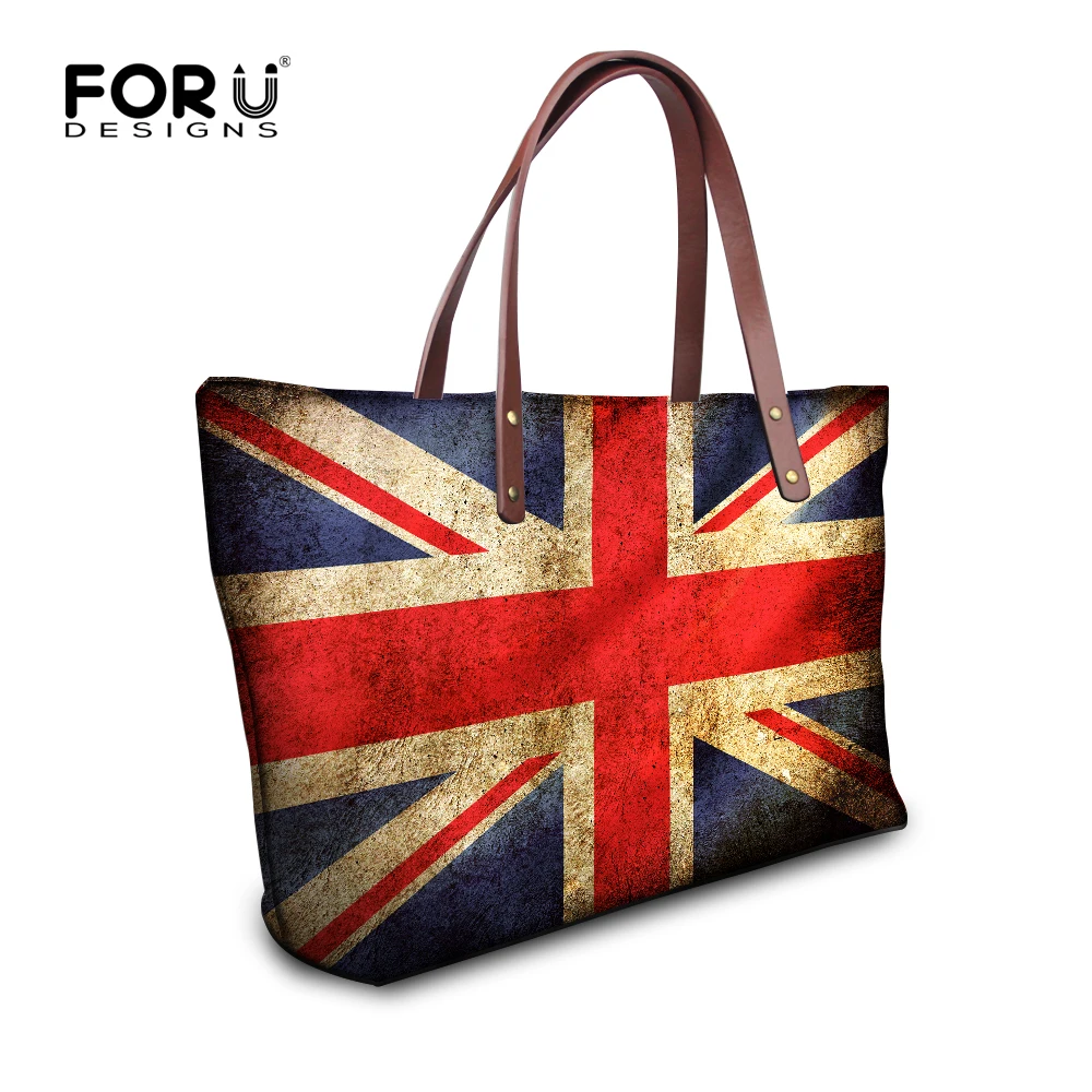 FORUDESIGNS Fashion UK USA Canada Flags Print Womenu0027s Top-Handle Bag Large Handbag Luxury Ladies