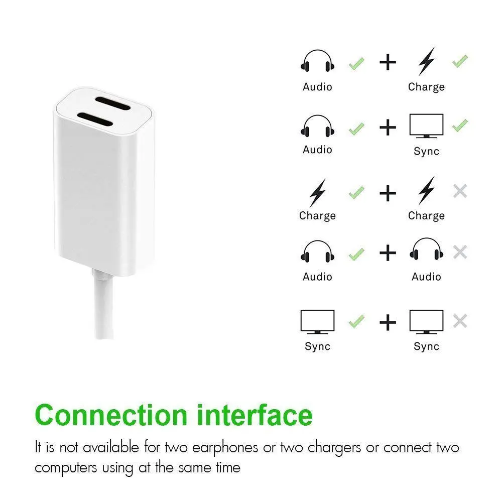 Ascromy 2 in 1 Adapter For iPhone 7 Headphones and Charger Earphone Jack For Apple iPhone 8 Plus X 7plus 8plus Aux Audio Adapter (6)