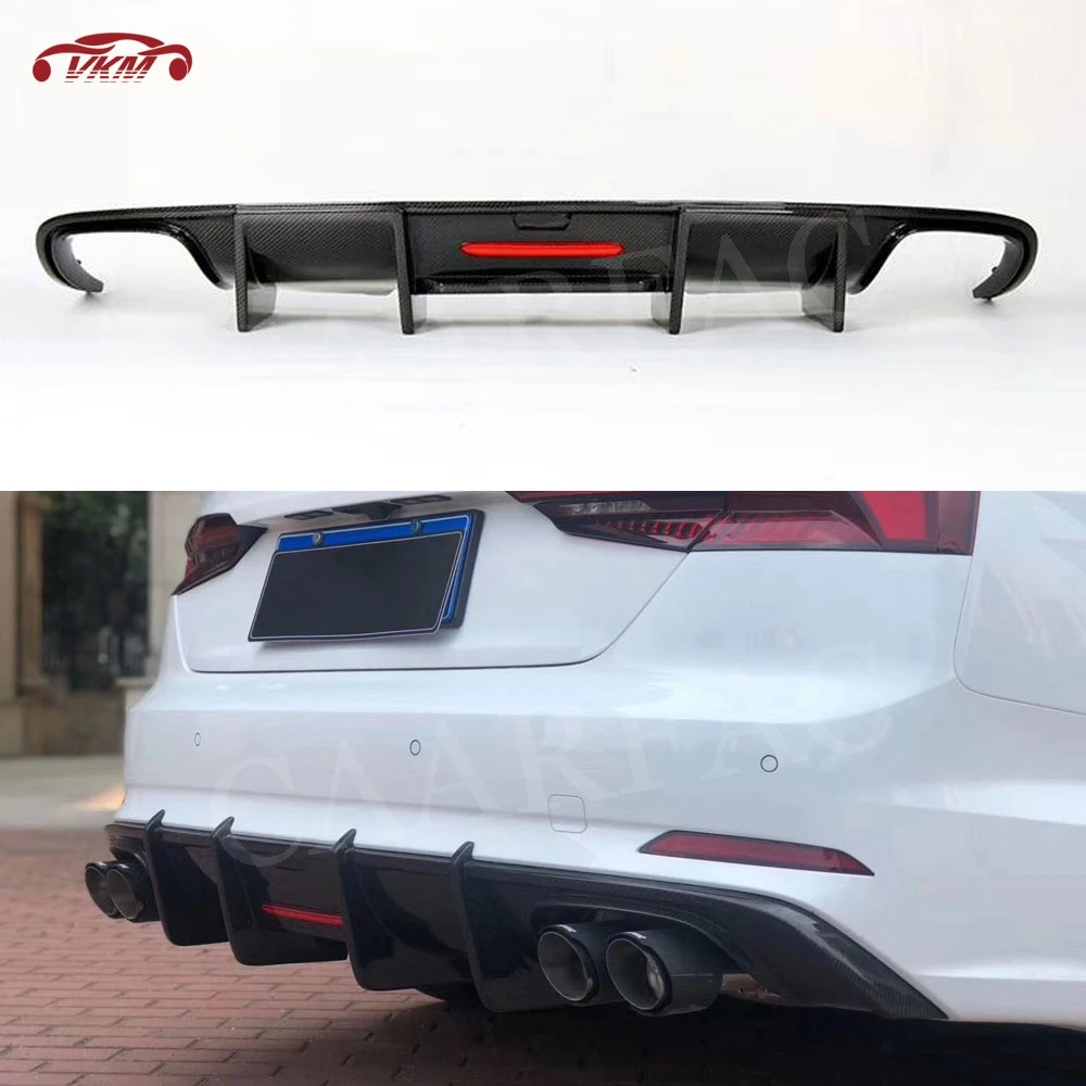 

Carbon Fiber Rear Bumper Lip Diffuser Spoiler for Audi A5 S5 Sedan 4 Door 2017 2018 2019 With LED Light Bumper