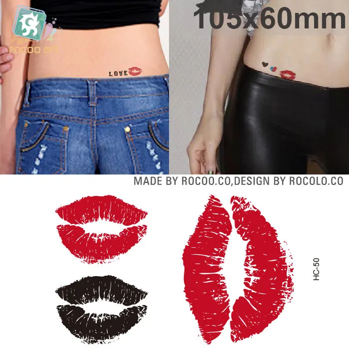 

Waist Hand Red Kiss Flower Waterproof Temporary Tattoo Stickers Cute Cat Angel Henna Fake Tattoo Taty For Body Art Rocooart HC