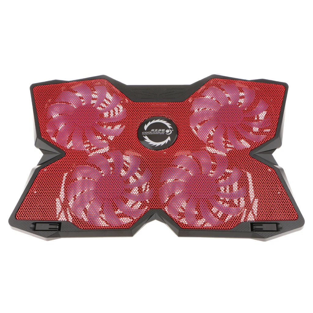 4 Fans 17inch Laptop Notebook LED Light USB Cooling Stand Pad Cooler Red