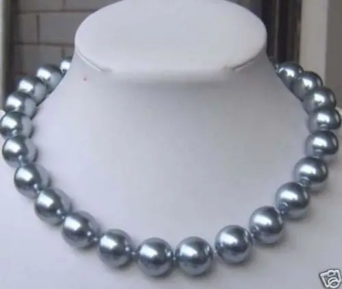 

FREE SHIPPING 8mm Silver Gray SEA SHELL PEARL NECKLACE 17.5"JL