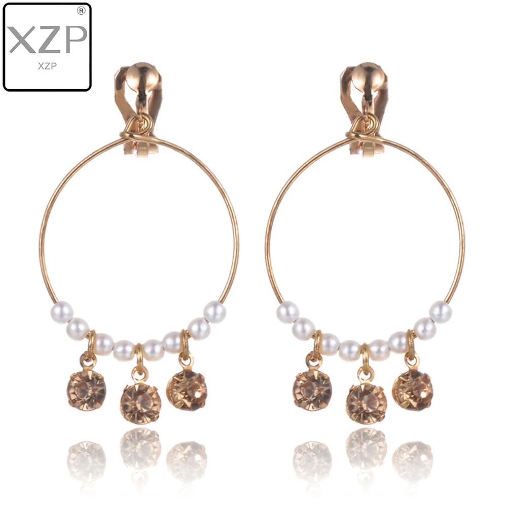

XZP Geometric Round Clip Earrings No Pierced Ear Clip Metal Simple Big Earrings Without Piercing Women Minimalist Jewelry