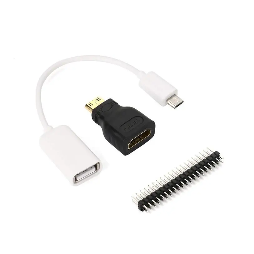 HIPERDESL для Raspberry Pi Zero Mini-HDMI Мужской к HDMI Женский+ Micro USB к USB+ мужской GPIO аксессуар для Raspberry Oct12 - Цвет: Белый