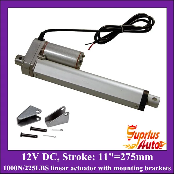 

12v linear actuator with mounting brackets, 11inch/ 275mm stroke with 1000N/225LBS load electric linear actuators