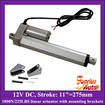 

12v linear actuator with mounting brackets, 11inch/ 275mm stroke with 1000N/225LBS load electric linear actuators