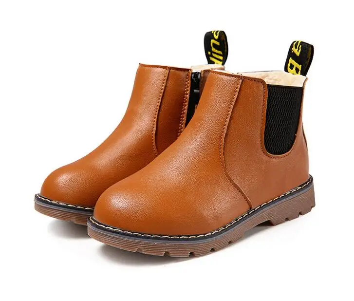 

Autumn and winter children's Martin boots boys and girls warm cotton boots snow boots waterproof non-slip leather Chelsea boots