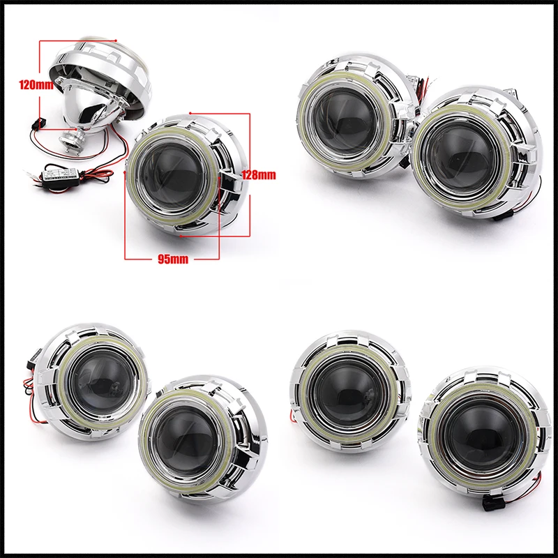 US $64.02 SINOLYN LED DRL Angel Eyes Devil Eye 30 Car Projector Lens Bi Xenon Headlight For Car Auto Tuning DIY Headlamp Lenses H1 H4 H7