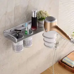 Behogar пространство Алюминий Ванная комната настенный Фен Вентилятор держатель для хранения туалетных принадлежностей Зубная щётка