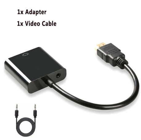 Urgrico hdmi-vga адаптер мужской для Famale HDMI VGA конвертер адаптер 1080P цифро-аналоговый видео аудио для ПК ноутбука планшета - Цвет: Black