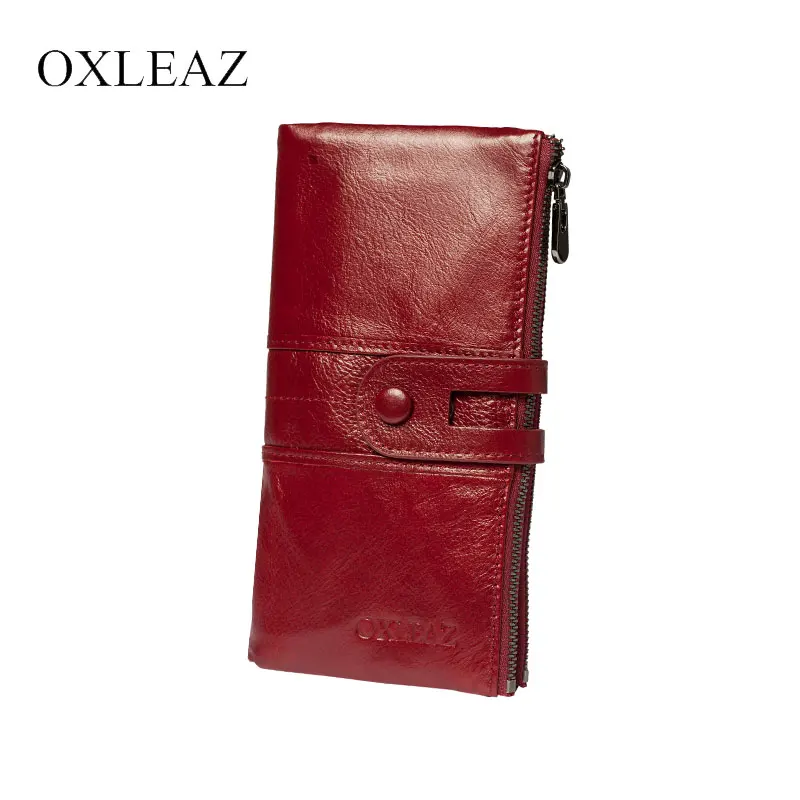 OXLEAZ новинка модные женские кошельки на застежке натуральная кожа двойная молния
