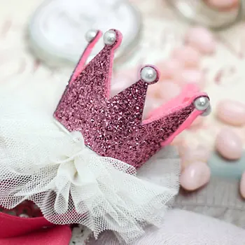 Baby Girls Kids Headwear Shiny Crown Barrettes Toddler Birthday Party Elastic Pearl Headband Hair Accessories 5