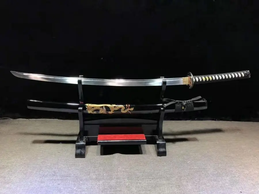 Handmade Japanese Sword Sharp HRC62 Spring Steel Blade Samurai Katana W/ Dragon Full Tang Can Be Cut Bamboo