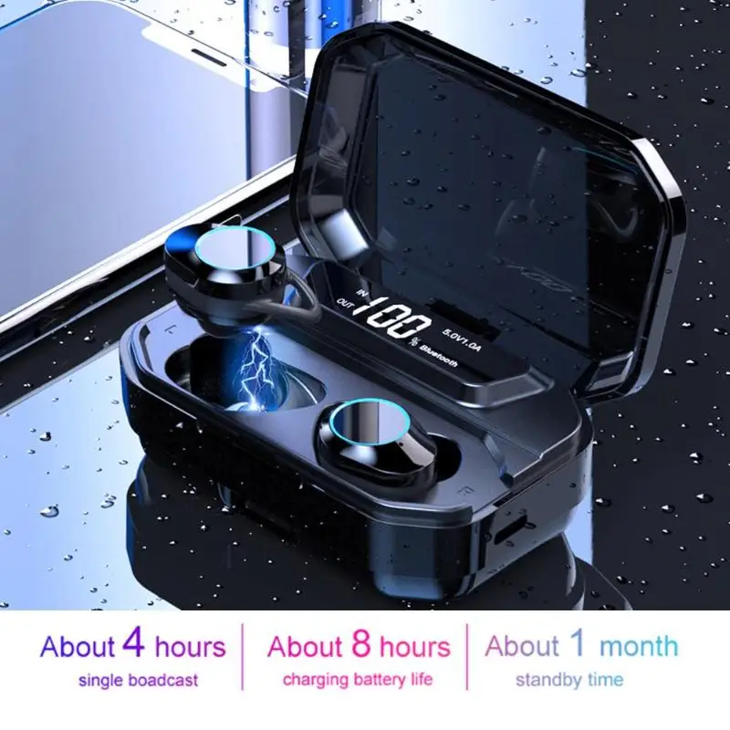 TWS-G02 светодиодный дисплей бинауральные TWS Bluetooth 5,0 наушники стерео беспроводные Earbus спортивные наушники гарнитура с микрофоном