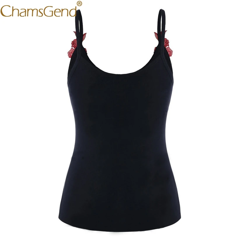 Chamsgend Женская Сексуальная футболка размера плюс с вышивкой и аппликацией розы 80403