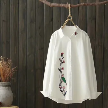 

Embroidered blouse shirt tops 2018 for women female ladies elegant blouse shirt with embroidery womens tops and blouses KK2581 X