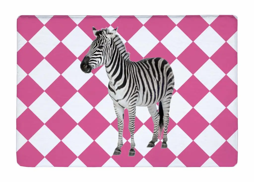 Floor Mat Pink Grid Stripe Lovely Zebra Print Non slip Rugs Carpets alfombra For font b