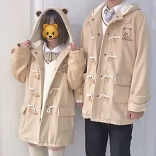 Осень и зима, милое и плюшевое шерстяное пальто для пар, студенческое толстое шерстяное пальто для женщин