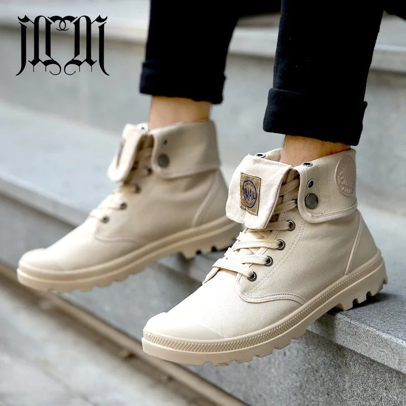 Koop MUMUELI Zwart Beige Grijs Kaki 2018 Designer Casual Hout Land Mannen Schoenen Hoge Top Kwaliteit Mode Platte Merk Werkschoenen 1328