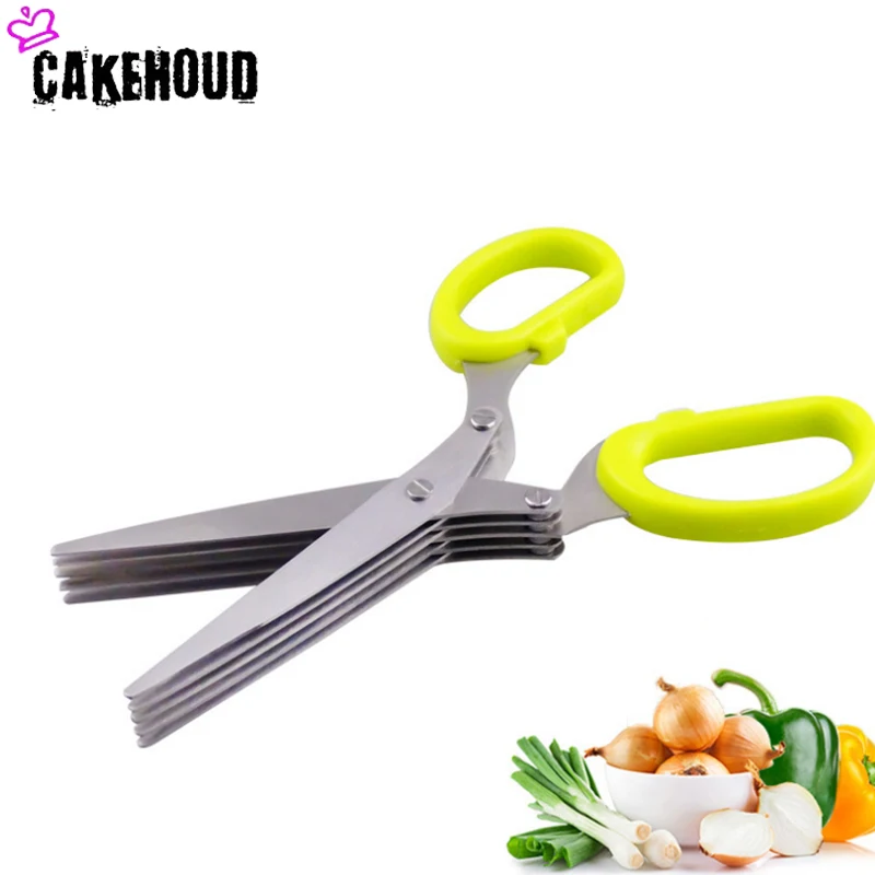 

CAKEHOUD Kitchen Multi-function Stainless Steel Scissors 5 Layer Sushi Scissors Chopped Chives Cutting Vanilla Spice Scissors
