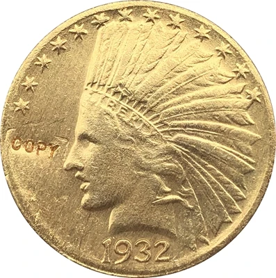 

24-K gold plated 1932 $10 GOLD Indian Half Eagle Coin Copy Free shipping