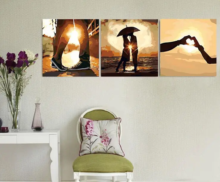 DIY 3 Panels Art Picture Sets Romantic Lover Wall Art Wall Pictures Printed On Canvas Home Decor