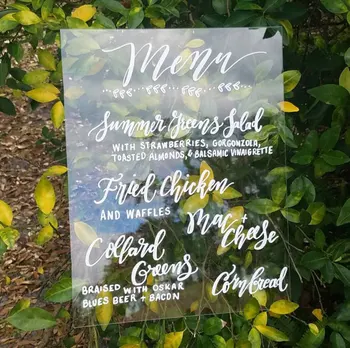 

Wedding Menu Sign, Custom Acrylic Sign, 8x10 Calligraphy Acrylic Sign, Wedding Signs, Modern Wedding, Vintage Wedding