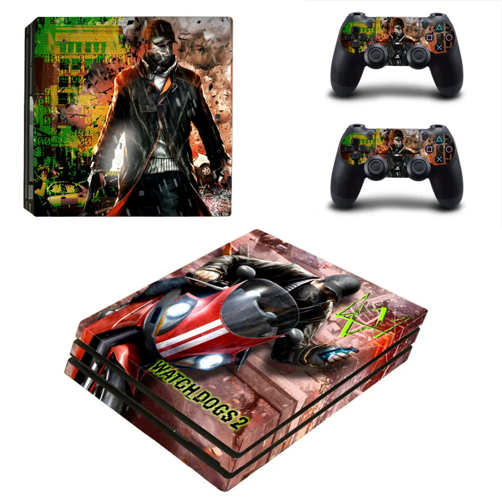 Виниловая наклейка на консоль и контроллеры Sony PlayStation 4 Watch Dogs 2 PS4 Pro|stickers for|stickers for