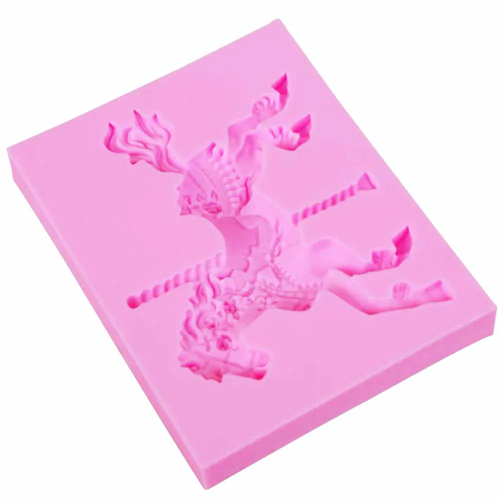 3D Jewelry Carousel Horse Cake Silicone Molds Fondant Cake Decorating Tools Gumpaste Chocolate Moulds Kitchen Baking Mould  m895