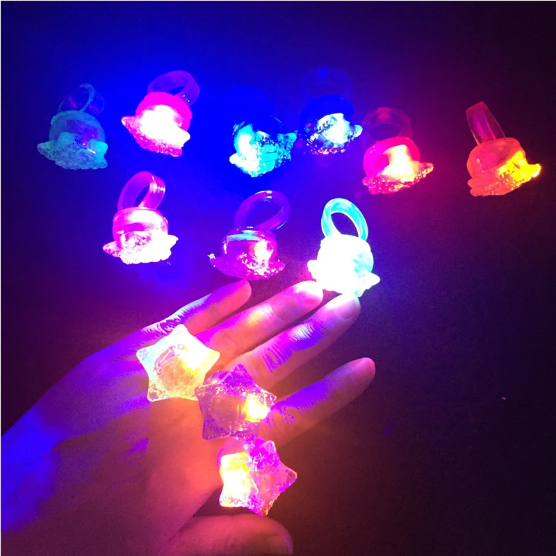 New 30pcs Colorful Party Led Flashing Light Ring Rave Party Glow Jelly Led Love Ring Star Finger