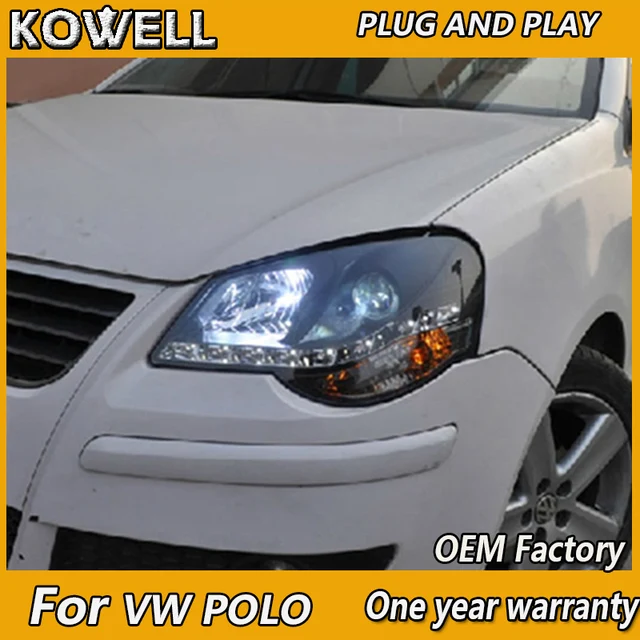 KOWELL Car styling case for VW Polo Headlights LED 2005 2006 2007 2008 2009 Headlight DRL Lens