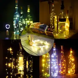 2 м светодиодный медный провод, гирлянда, гирлянда, сказочный свет для стеклянной Крафтовая бутылка, лампа, Рождество/День Святого