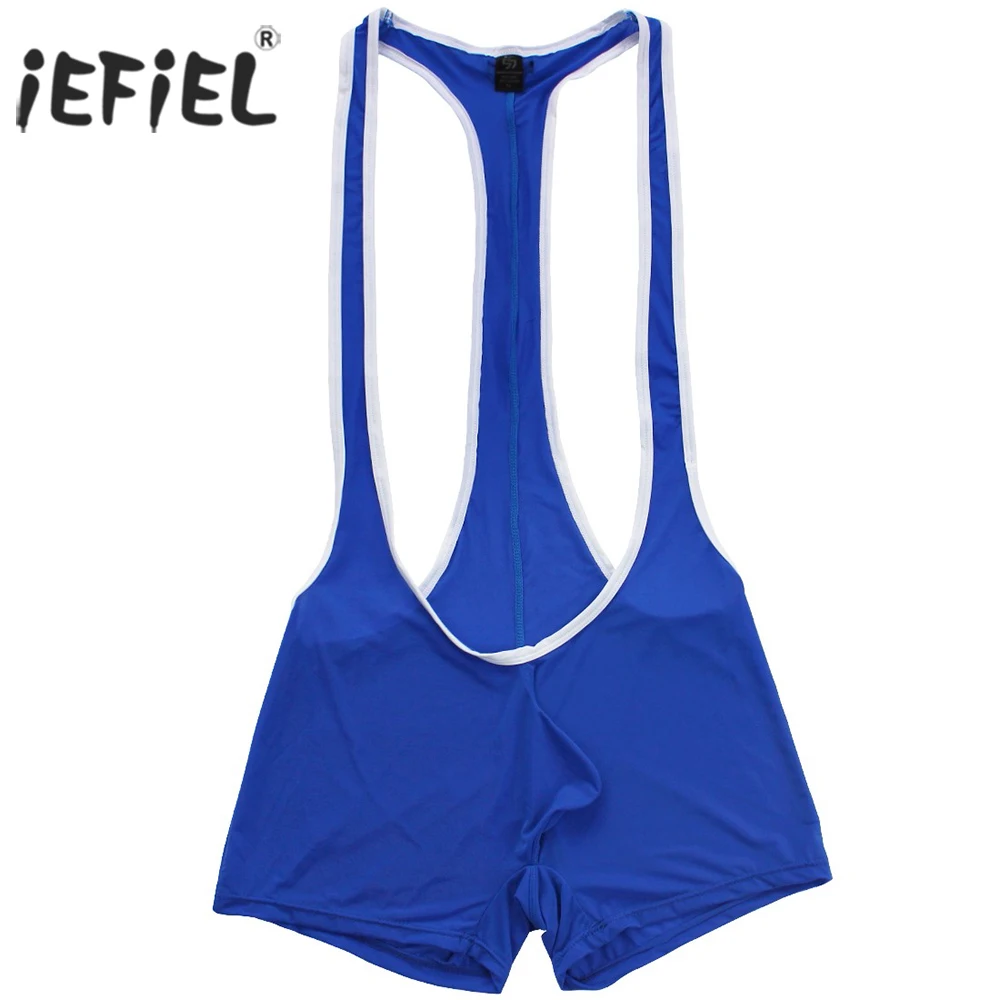 iEFiEL Sexy Mens Smooth Freestyle Wrestling Jockstrap Singlet Bodysuit