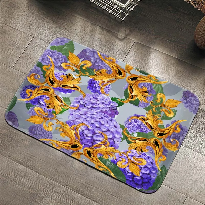 Palace style retro Carpets Hydrangea Pattern Bathroom Floor Mats Toilet Rugs Kitchen Area Rug Pads Absorbent Front Door Mats Palace style retro Carpets Hydrangea Pattern Bathroom Floor Mats Toilet Rugs Kitchen Area Rug Pads Absorbent Front Door Mats
