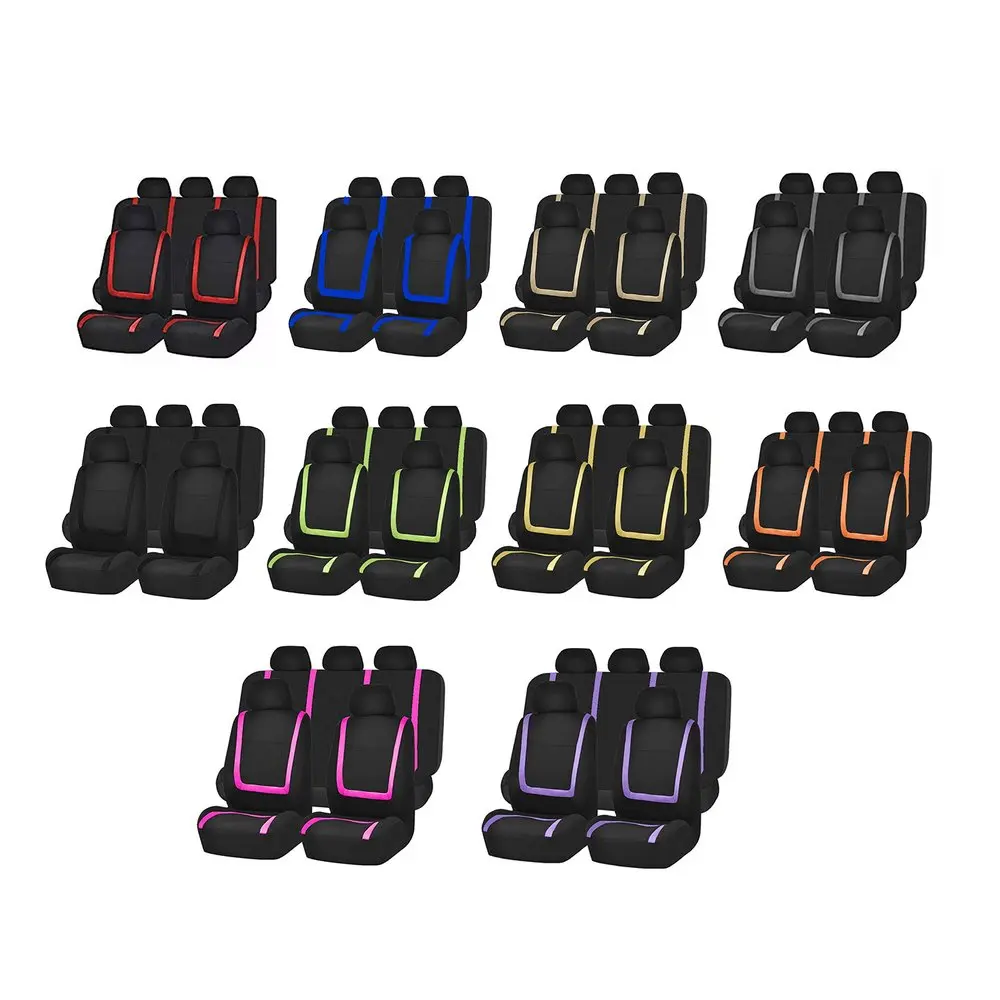 

9pcs/Set Fashion Striped Car Seat Covers Dustproof Washable Seat Protectors Universal Full Seat Covers for Auto Cars