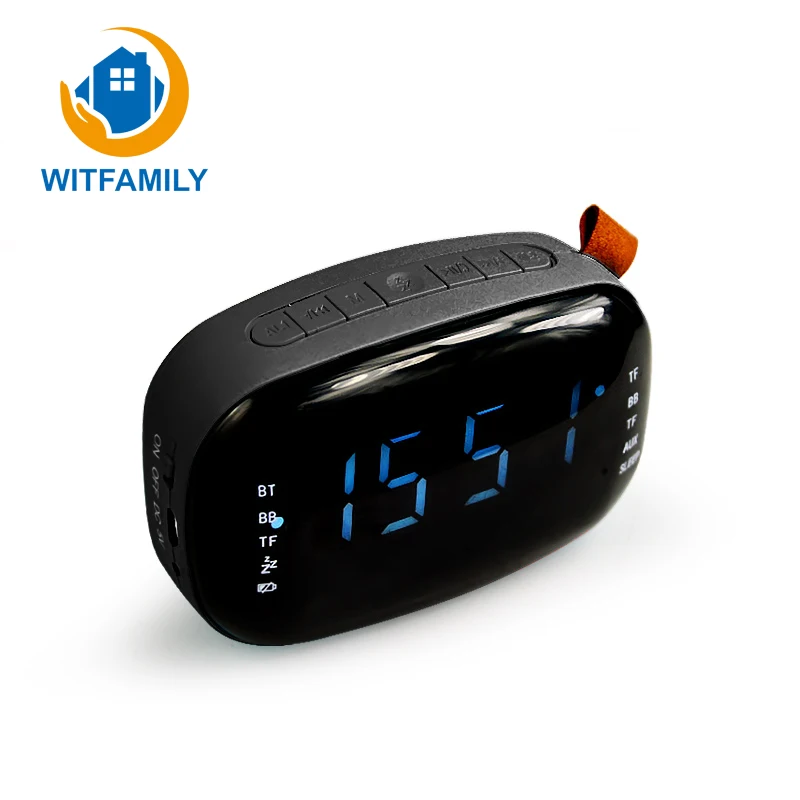 

LED Fm Radio Digital Alarm Clock withsnooze fuction Compact Digital Modern Design Reloj Hands-free Calls Portable Subwoofer