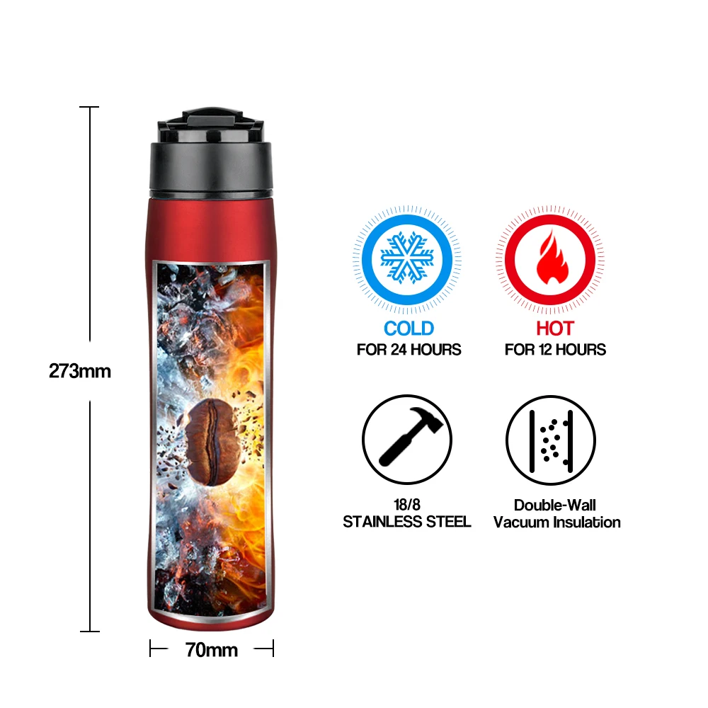 

350ML Outdoor Portable French Press Pot Insulation Cold Stainless Steel Double Wal Filter For Tea and Coffee Creative cafeteira