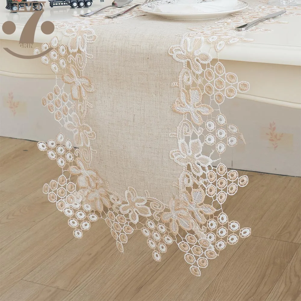 

Free Shipping Home Decorative Embroidered Two-Tone Grape Pattern Border Linens Table Runner