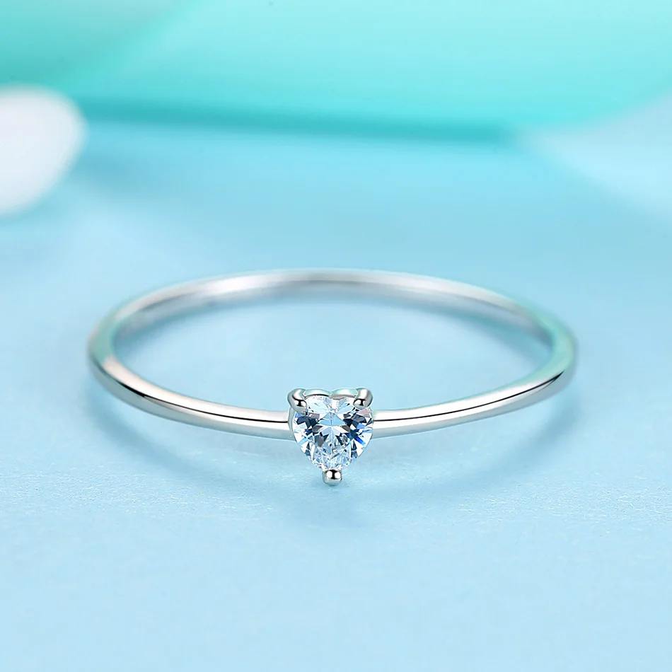 925 пробы, серебряное кольцо, маленькое круглое сердце, кристалл, циркон, кольца на палец для женщин, свадебное, обручальное, ювелирное изделие, рождественский подарок