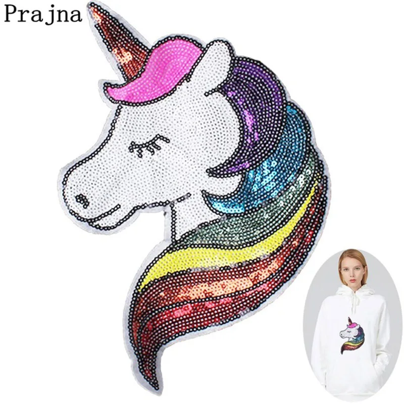 

Prajna Sequins Patches Animal Decoration Sewing Iron on Fabric Patches New Unicorn Royal Crown Applique for Clothes Wholesale F