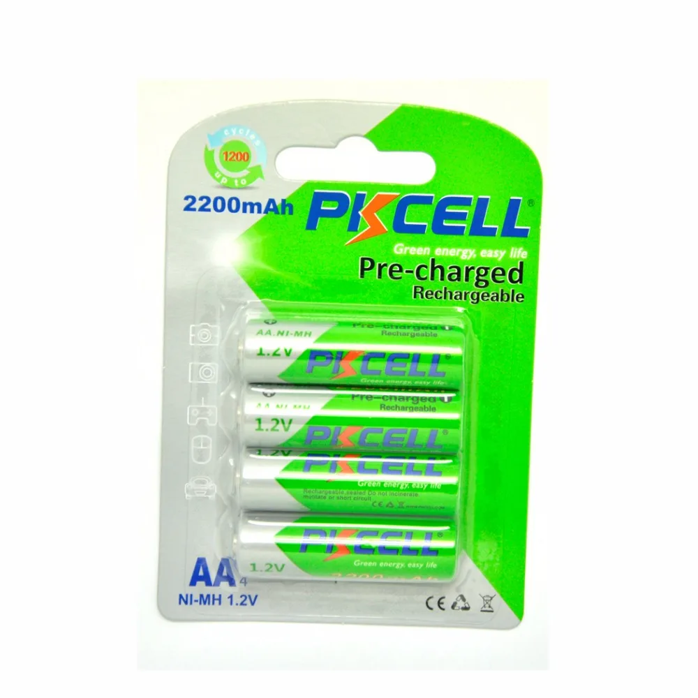 8 шт./2 карты Pkcell 1 2 V 2200mAh NiMh аккумуляторная батарея AA Ni MH предварительно заряженные