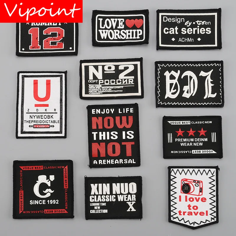 

VIPOINT embroidery printed warning patches letter alphabet patches badges applique patches for clothing YM-19