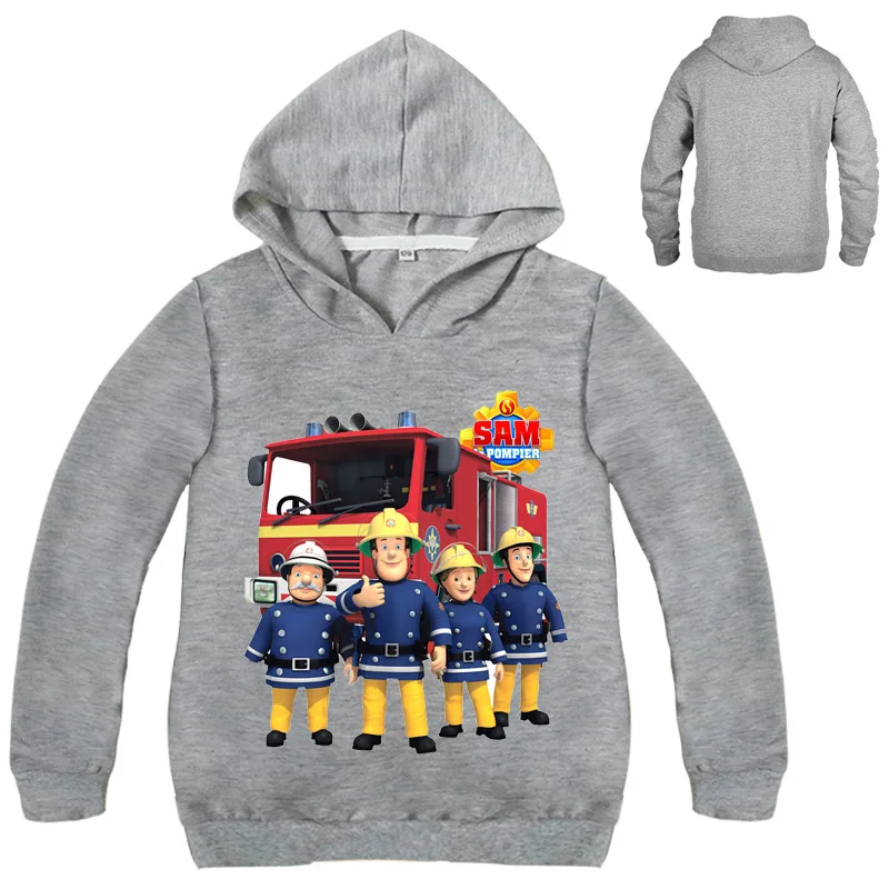 

2019 Children Cartoon Fireman Sam Print Cotton Hoodie For Boy Shirt Girl Long Sleeve Tee Tops Clothes Kids Clothing 3-16Years