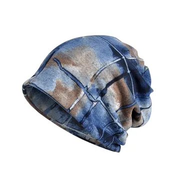 

Women Men Printed Cap Scarf Breathable Windproof Thermal Stretch Blend Hat Neck Warmer Hat