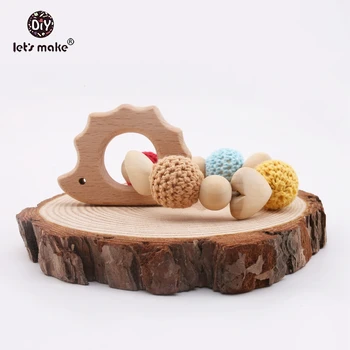 

Let's Make Beech Wooden Animals Hedgehog 1pc Bracelets & Bangles Baby Teether Rattles Can Chew Beads Teething Wooden Bracelets