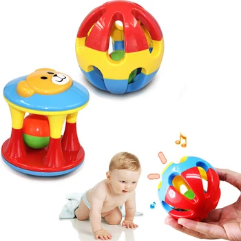 2pcs Baby Toy Fun Little Loud Jingle Ball Ring Develop Baby Intelligence,Training Grasping Ability Rattles Baby Toys 0-12 Months