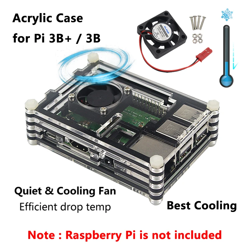 Для Raspberry Pi 3 B плюс комплект 9 слоев акриловый чехол + Вентилятор Cooler + usb-геймпад контроллер + мощность для Raspberry Pi 3 Model B 3B